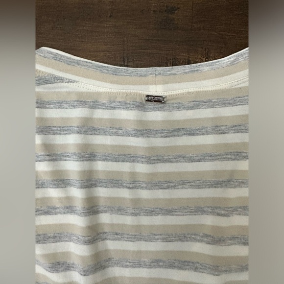 St John Knit Jersey Cardigan Ivory, Light grey, Tan Striped Small NWOT MSRP $495 - Picture 7 of 10